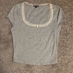 Wild Fable Gray Top with Lace Trim